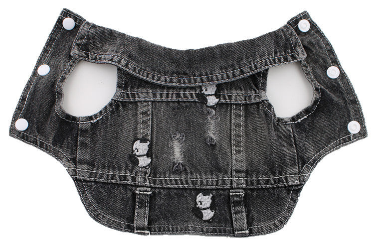 JMT-616714 Black Ripped Denim Vest for Dogs - XS to XXL, Stylish Pet Clothing