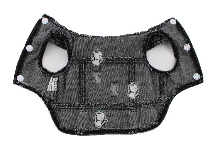 JMT-616714 Black Ripped Denim Vest for Dogs - XS to XXL, Stylish Pet Clothing
