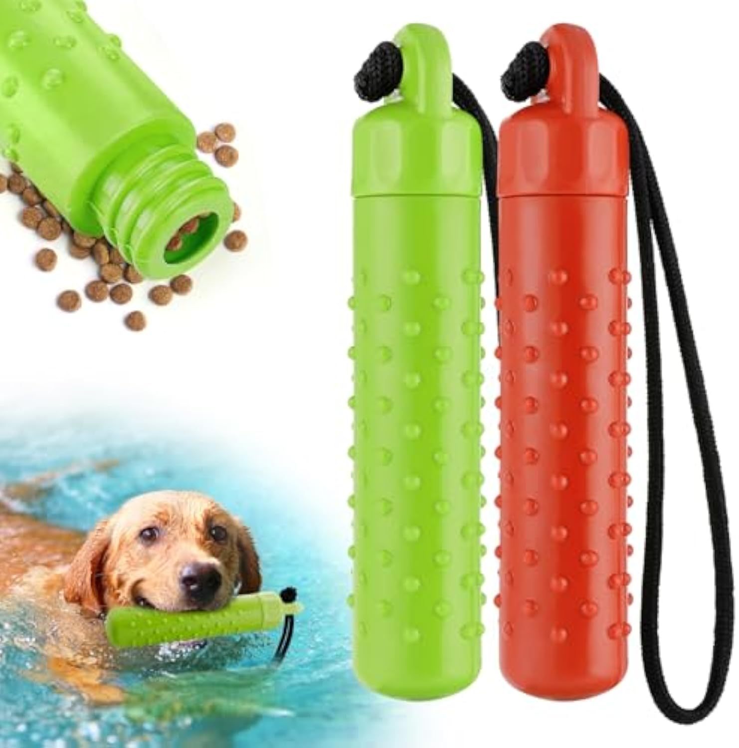 JMT-616906 Interactive Floating Dog Water Toys for Outdoor Fetch and Treat Hiding, Lightweight TPR Bumper Design