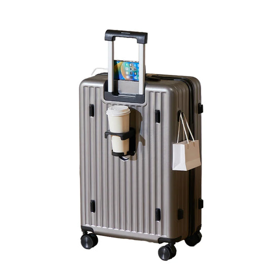 JMT-616970 3-Piece Business Luggage Set with PC Suitcases and Spinner Wheels, Includes Cup Holder
