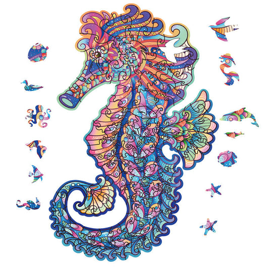 JMT-617098 Three-Dimensional Irregular Wooden Seahorse Puzzle for Youth Ages 15-35