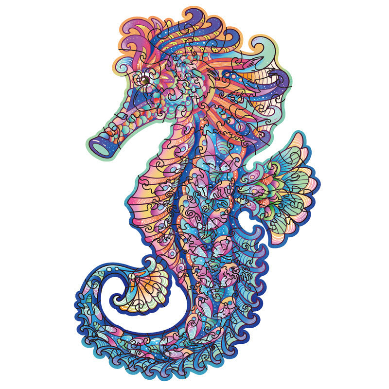 JMT-617098 Three-Dimensional Irregular Wooden Seahorse Puzzle for Youth Ages 15-35