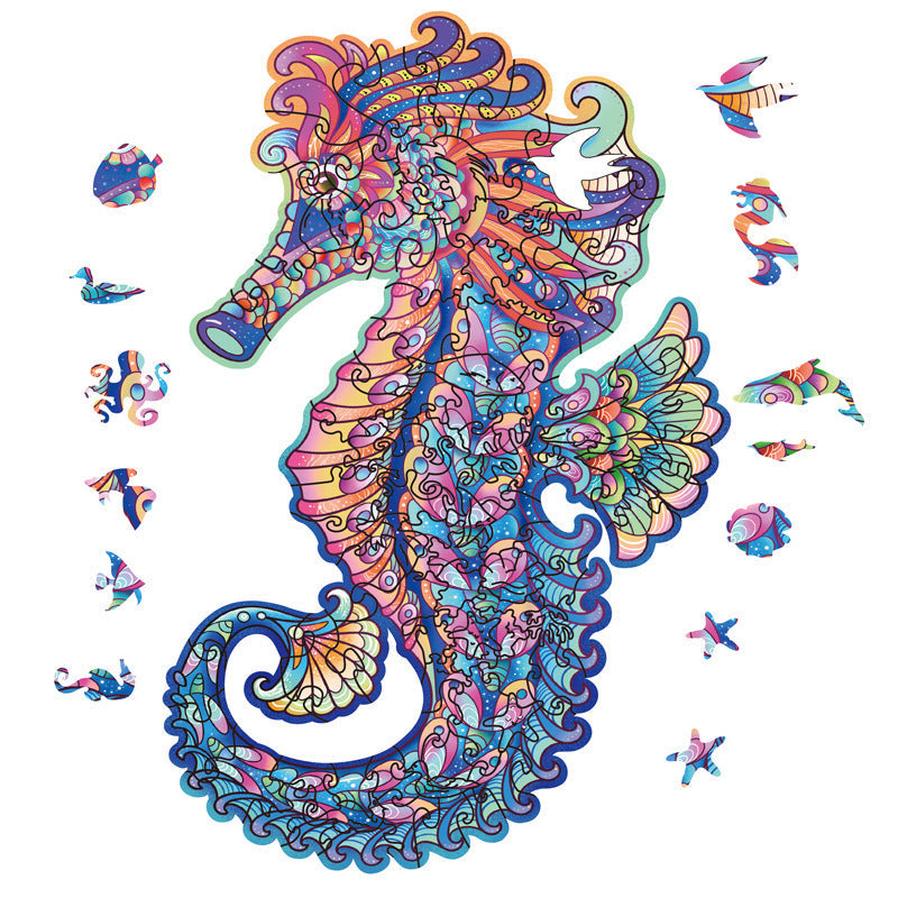 JMT-617098 Three-Dimensional Irregular Wooden Seahorse Puzzle for Youth Ages 15-35