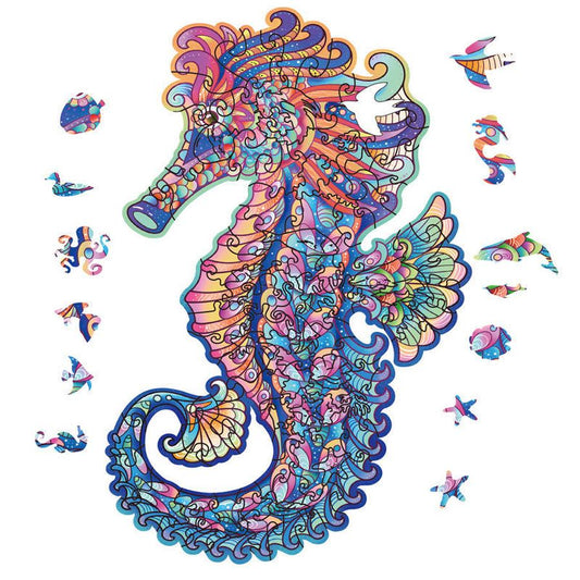 JMT-617098 Three-Dimensional Irregular Wooden Seahorse Puzzle for Youth Ages 15-35