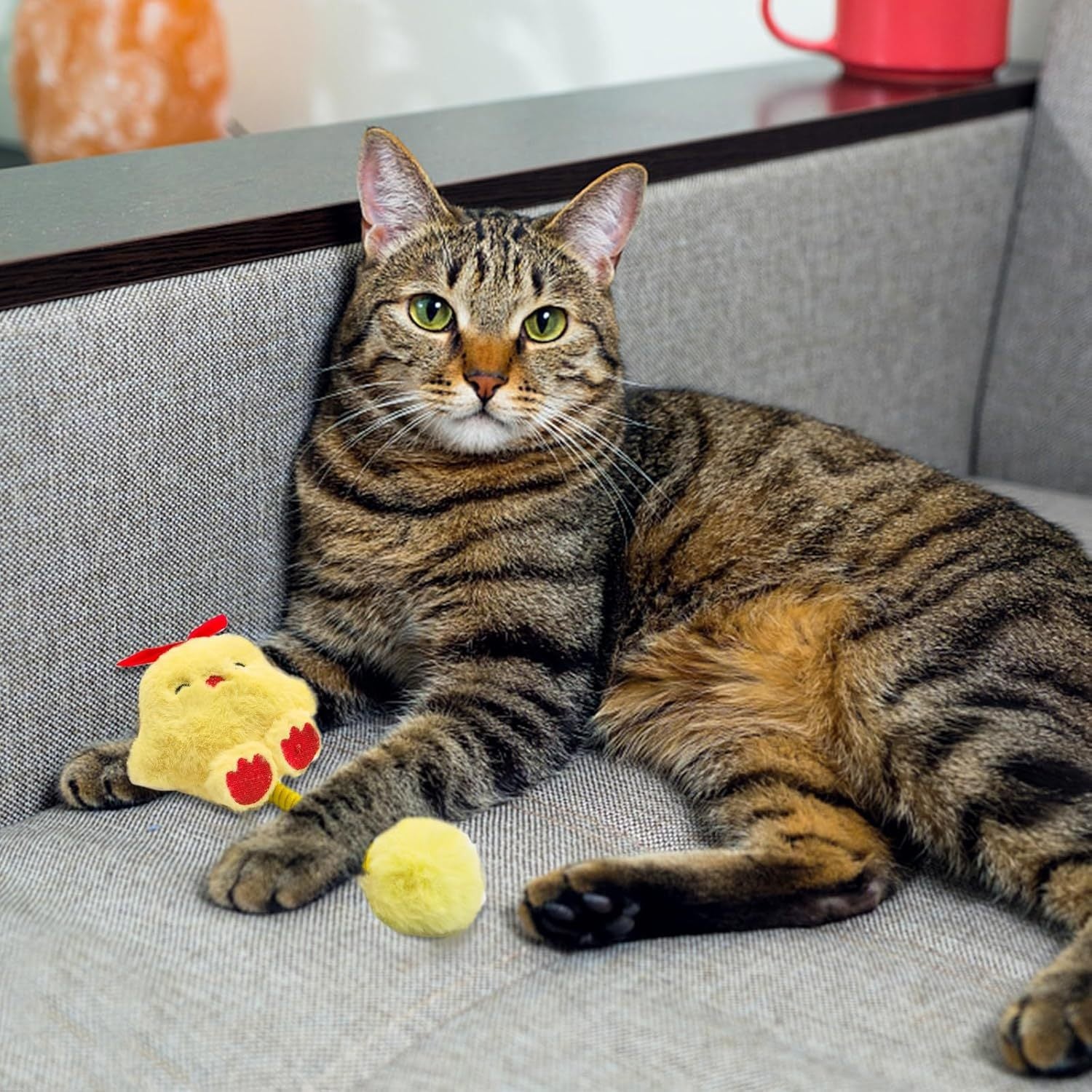 JMT-617226 Interactive Cat Teething Toys with Silvervine Fruit and Fuzzy Ball for Indoor Kittens