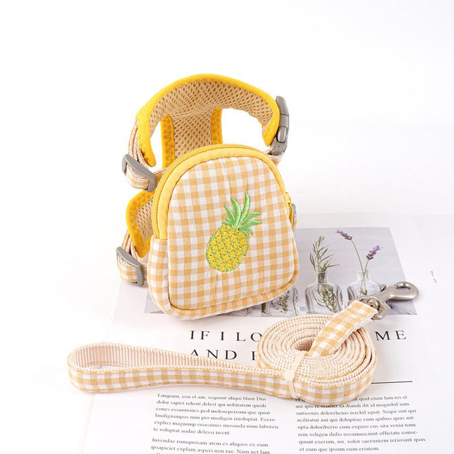 JMT-617418 Plaid Cotton Small Dog Harness for Pet Comfort - Blue, Yellow, Pink, Green Options Available