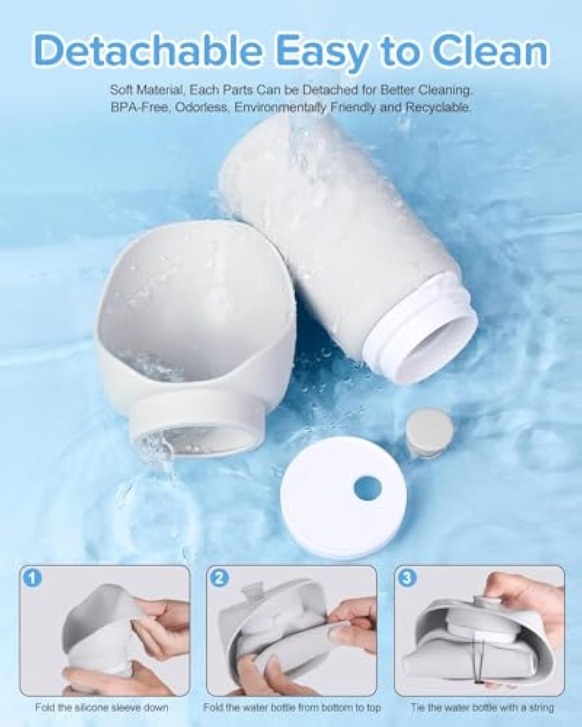 JMT-618058 Portable Leak-Proof Dog Water Bottle | 550ml Foldable Silicone Travel Dispenser для Pets