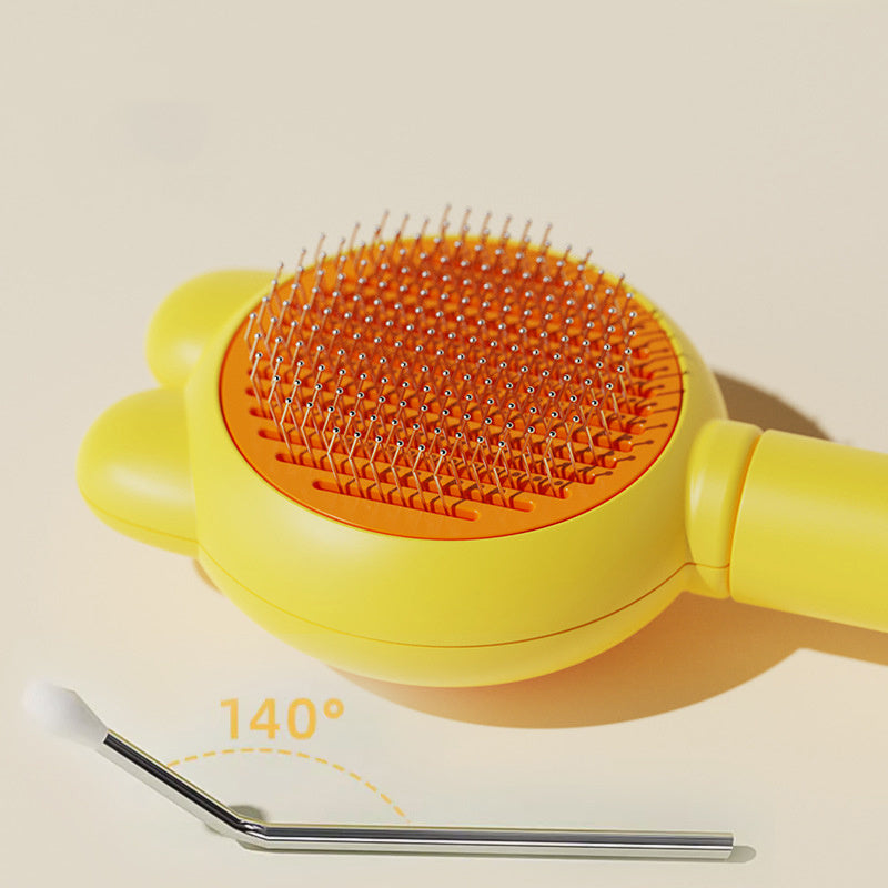 JMT-618314 Self-Cleaning Cat and Dog Grooming Brush with Metal Comb and Release Button for Shedding and Pet Care