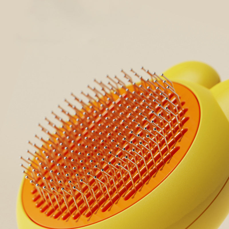 JMT-618314 Self-Cleaning Cat and Dog Grooming Brush with Metal Comb and Release Button for Shedding and Pet Care
