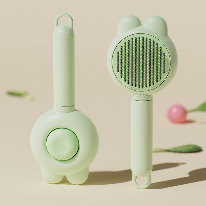 JMT-618314 Self-Cleaning Cat and Dog Grooming Brush with Metal Comb and Release Button for Shedding and Pet Care