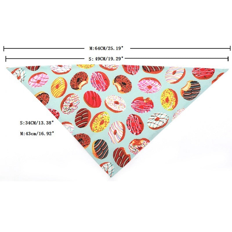 JMT-618698 Cute Pet Triangle Scarf Bandana - Soft Cotton, Fashionable Donut Design, Machine Washable, for Daily Wear and Outdoor Adventures