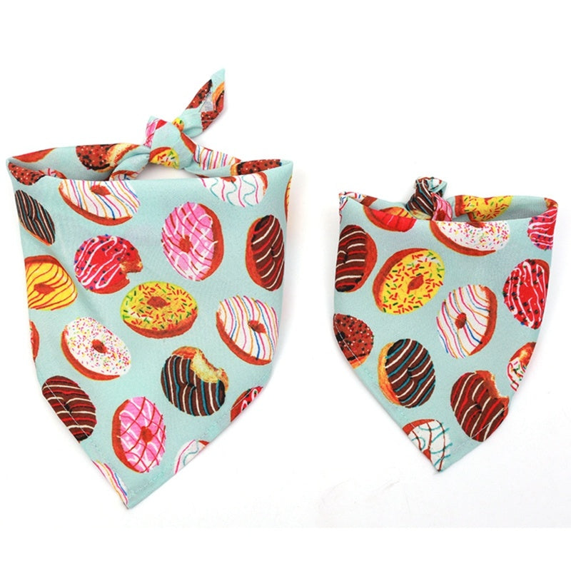 JMT-618698 Cute Pet Triangle Scarf Bandana - Soft Cotton, Fashionable Donut Design, Machine Washable, for Daily Wear and Outdoor Adventures