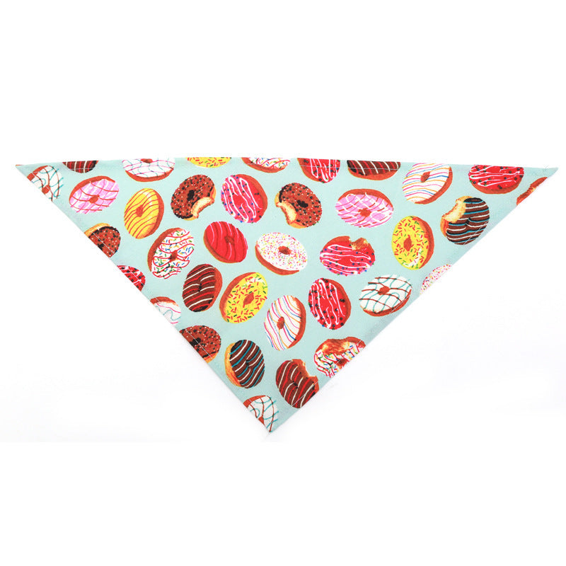 JMT-618698 Cute Pet Triangle Scarf Bandana - Soft Cotton, Fashionable Donut Design, Machine Washable, for Daily Wear and Outdoor Adventures