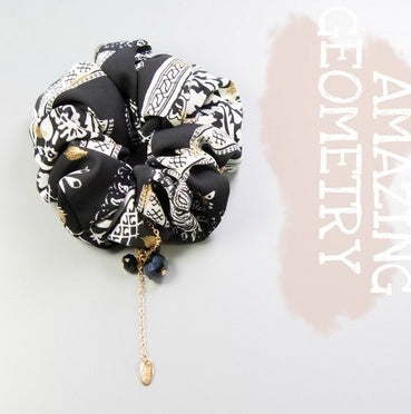 JMT-618762 Batik Print Hair Tie in Black - Stylish National Style Accessory