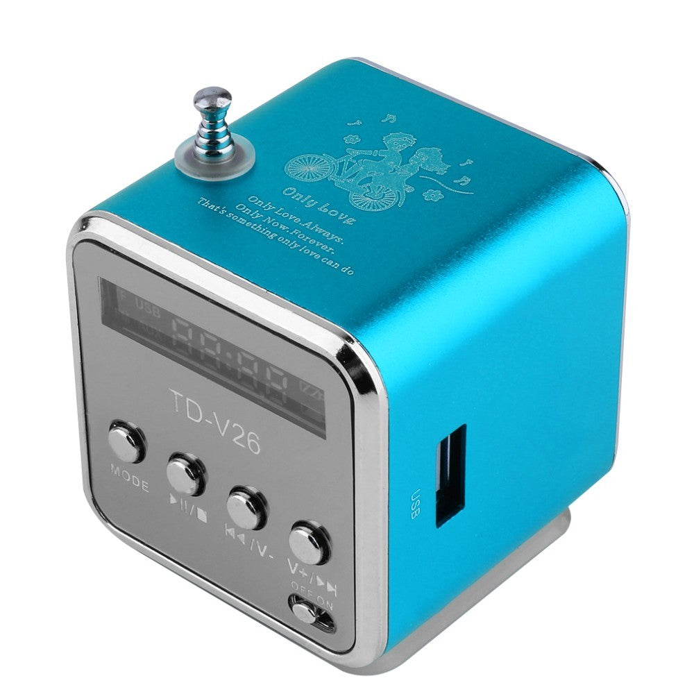 JMT-619210 Portable Mini Bluetooth Speaker with FM Radio and MP3 Player - Compact Soundbar with Micro SD/USB Support and Built-in Rechargeable Battery