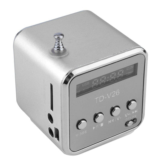 JMT-619210 Portable Mini Bluetooth Speaker with FM Radio and MP3 Player - Compact Soundbar with Micro SD/USB Support and Built-in Rechargeable Battery