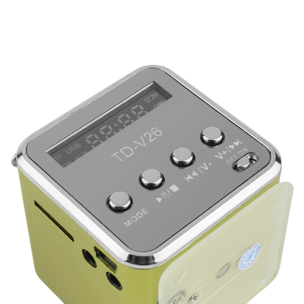 JMT-619210 Portable Mini Bluetooth Speaker with FM Radio and MP3 Player - Compact Soundbar with Micro SD/USB Support and Built-in Rechargeable Battery