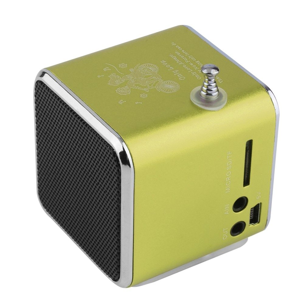 JMT-619210 Portable Mini Bluetooth Speaker with FM Radio and MP3 Player - Compact Soundbar with Micro SD/USB Support and Built-in Rechargeable Battery