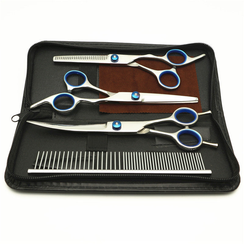 JMT-619466 Professional Pet Grooming Comb and Scissors Set - Stainless Steel Finishing Tools for Dogs and Cats