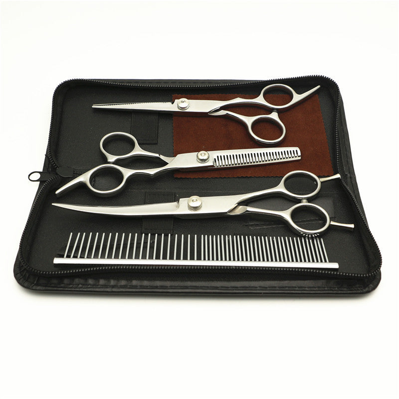 JMT-619466 Professional Pet Grooming Comb and Scissors Set - Stainless Steel Finishing Tools for Dogs and Cats