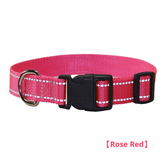 JMT-619722 Reflective Striped Dog Collar with 1.5m Towing Rope in Multiple Colors and Sizes