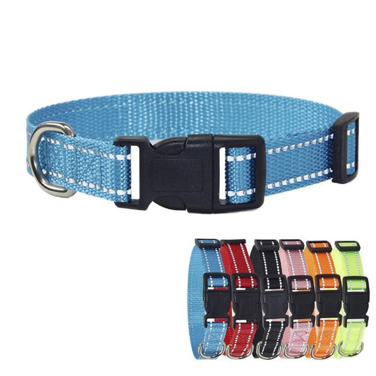 JMT-619722 Reflective Striped Dog Collar with 1.5m Towing Rope in Multiple Colors and Sizes