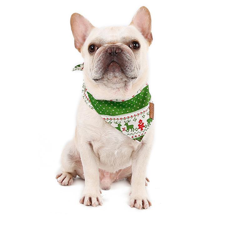 JMT-619850 Stylish Cotton/Polyester Bib for Cats and Dogs in Red and Green Deer Patterns