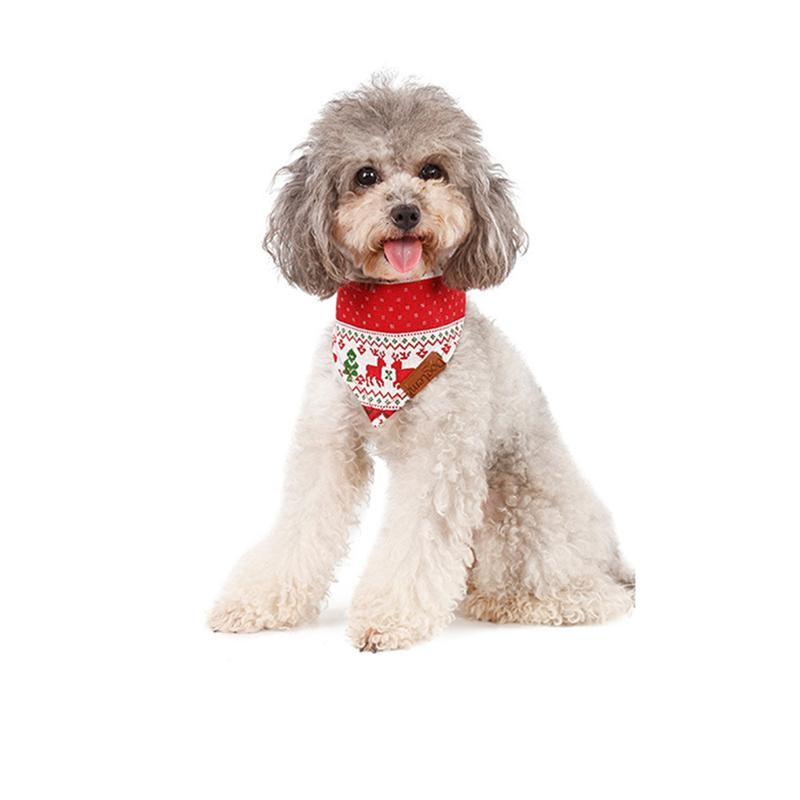 JMT-619850 Stylish Cotton/Polyester Bib for Cats and Dogs in Red and Green Deer Patterns