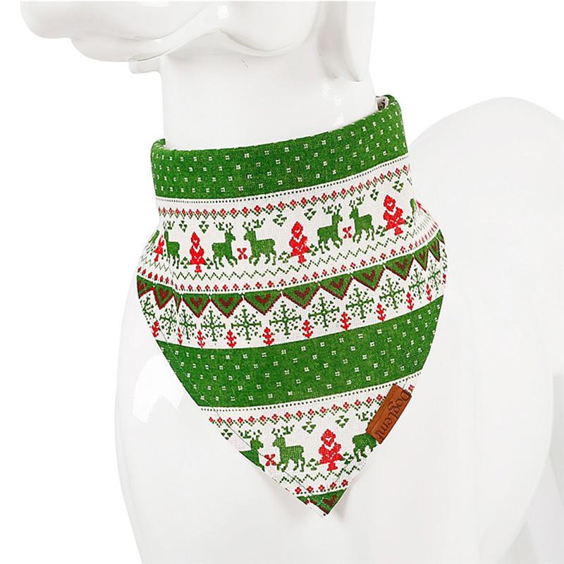 JMT-619850 Stylish Cotton/Polyester Bib for Cats and Dogs in Red and Green Deer Patterns