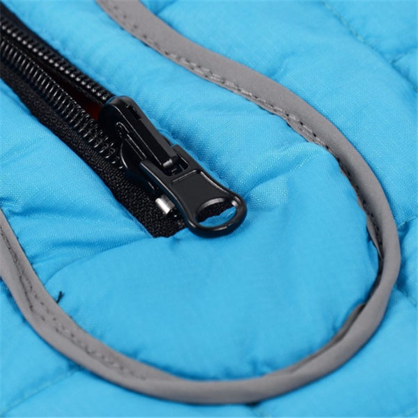 JMT-620298 Two-Tone Plaid Dog Jacket in Red, Blue, and Purple - Sizes S to XXL