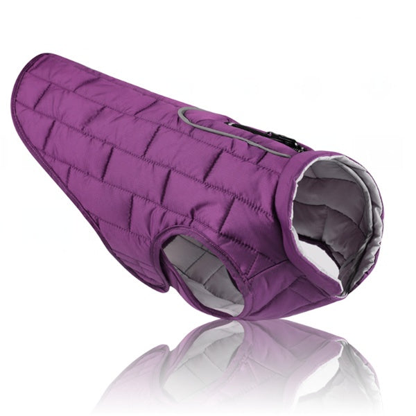 JMT-620298 Two-Tone Plaid Dog Jacket in Red, Blue, and Purple - Sizes S to XXL