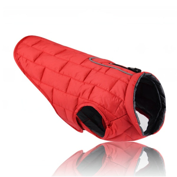 JMT-620298 Two-Tone Plaid Dog Jacket in Red, Blue, and Purple - Sizes S to XXL