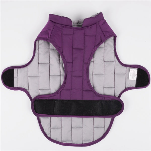 JMT-620298 Two-Tone Plaid Dog Jacket in Red, Blue, and Purple - Sizes S to XXL