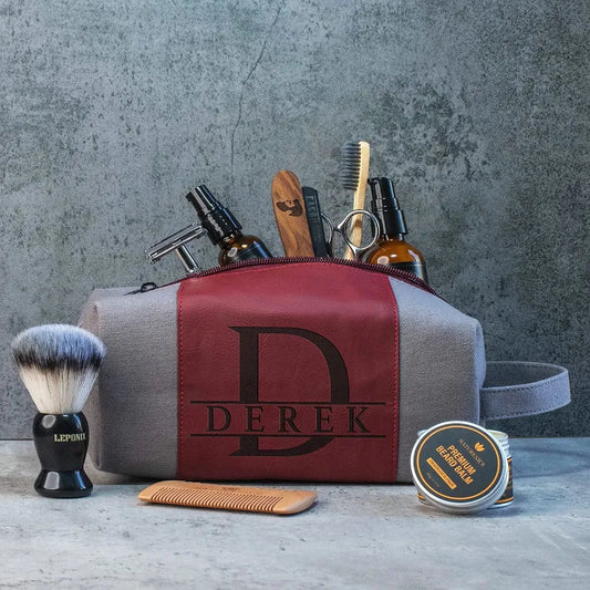 JMT-620426 Large Capacity Portable Handheld Vintage Canvas and PU Leather Toiletry Bag