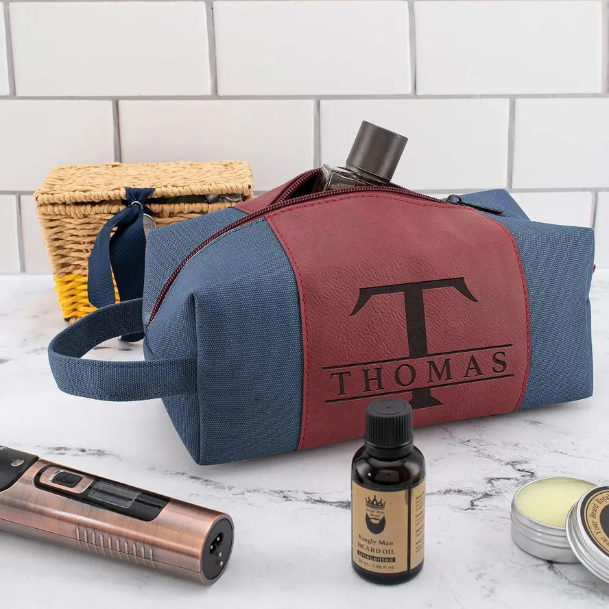 JMT-620426 Large Capacity Portable Handheld Vintage Canvas and PU Leather Toiletry Bag