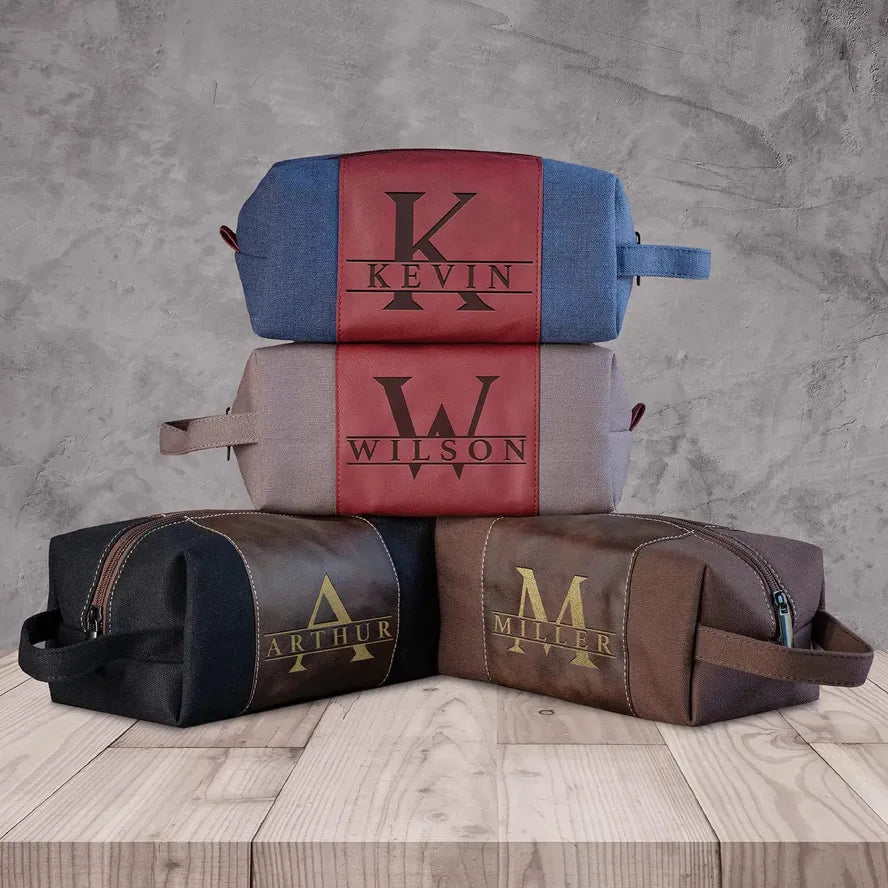 JMT-620426 Large Capacity Portable Handheld Vintage Canvas and PU Leather Toiletry Bag