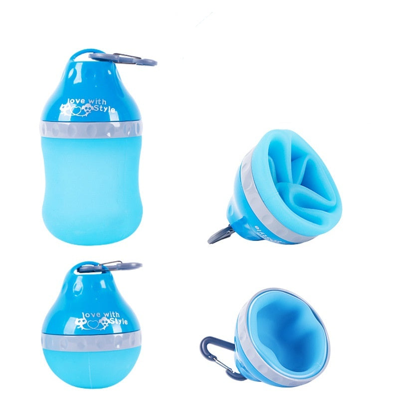 JMT-620554 Collapsible Silicone Pet Bottle with Travel Bowl – Portable Water and Food Container