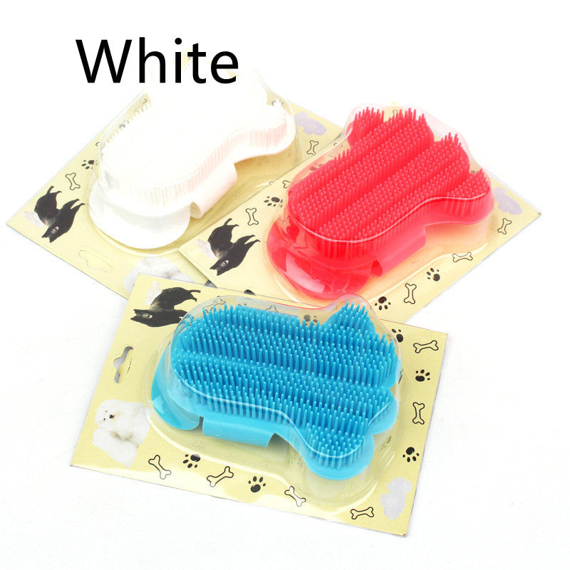 JMT-620618 Foot-Shaped Rubber Pet Bathing and Massage Brush in Red, Blue, and White