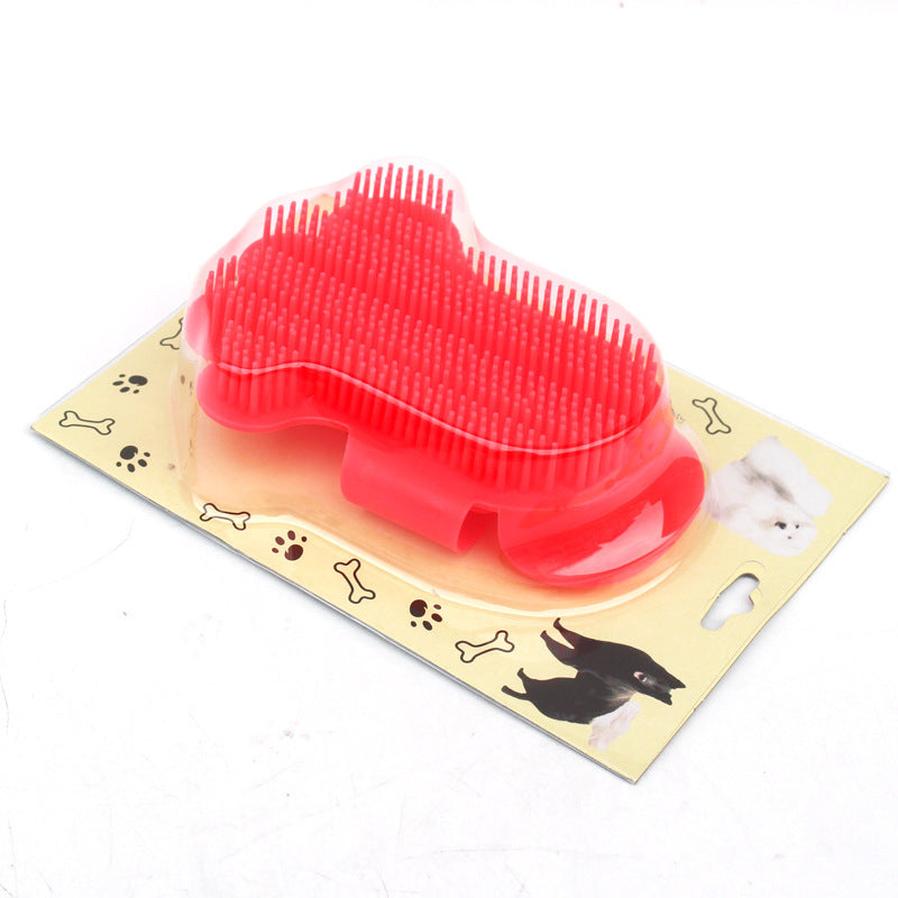JMT-620618 Foot-Shaped Rubber Pet Bathing and Massage Brush in Red, Blue, and White