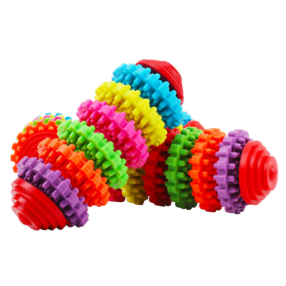 JMT-620682 Colorful Rubber Dog Toy Ball with Swivel Gear Design - 7 Rings Molar Ball