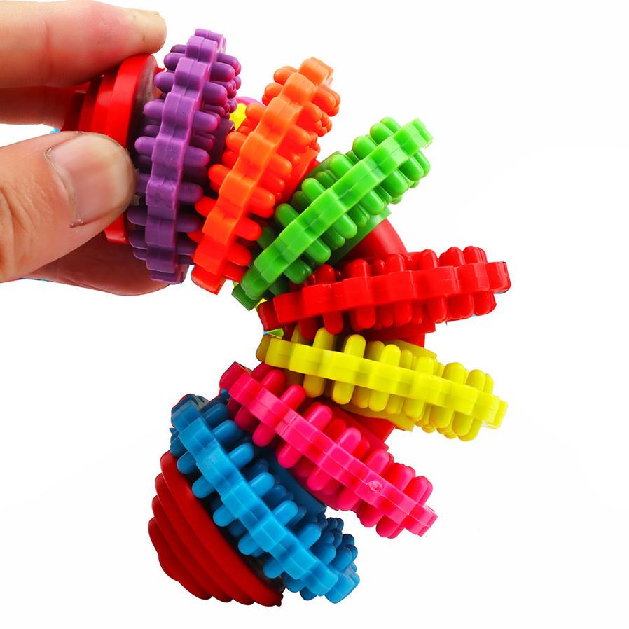 JMT-620682 Colorful Rubber Dog Toy Ball with Swivel Gear Design - 7 Rings Molar Ball