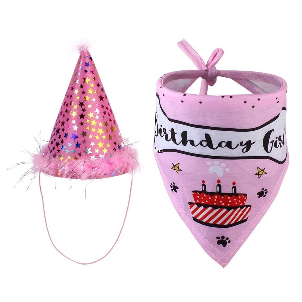 JMT-621002 Pet Birthday Party Hat and Saliva Towel Set for Dogs and Cats – One Size Fits All