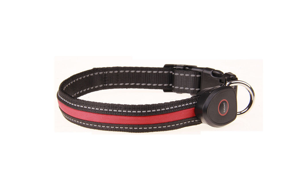 JMT-621194 Luminous USB Rechargeable Dog Collar - Adjustable Nylon Pet Accessory in Sizes S, M, L