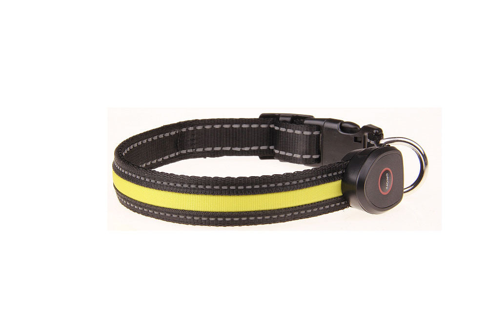 JMT-621194 Luminous USB Rechargeable Dog Collar - Adjustable Nylon Pet Accessory in Sizes S, M, L