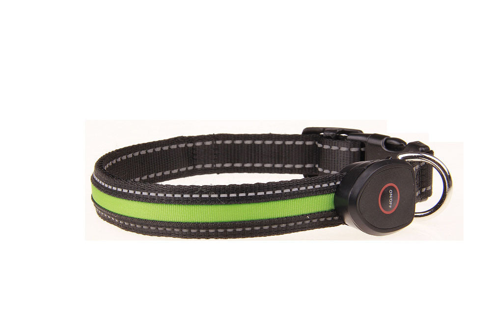 JMT-621194 Luminous USB Rechargeable Dog Collar - Adjustable Nylon Pet Accessory in Sizes S, M, L