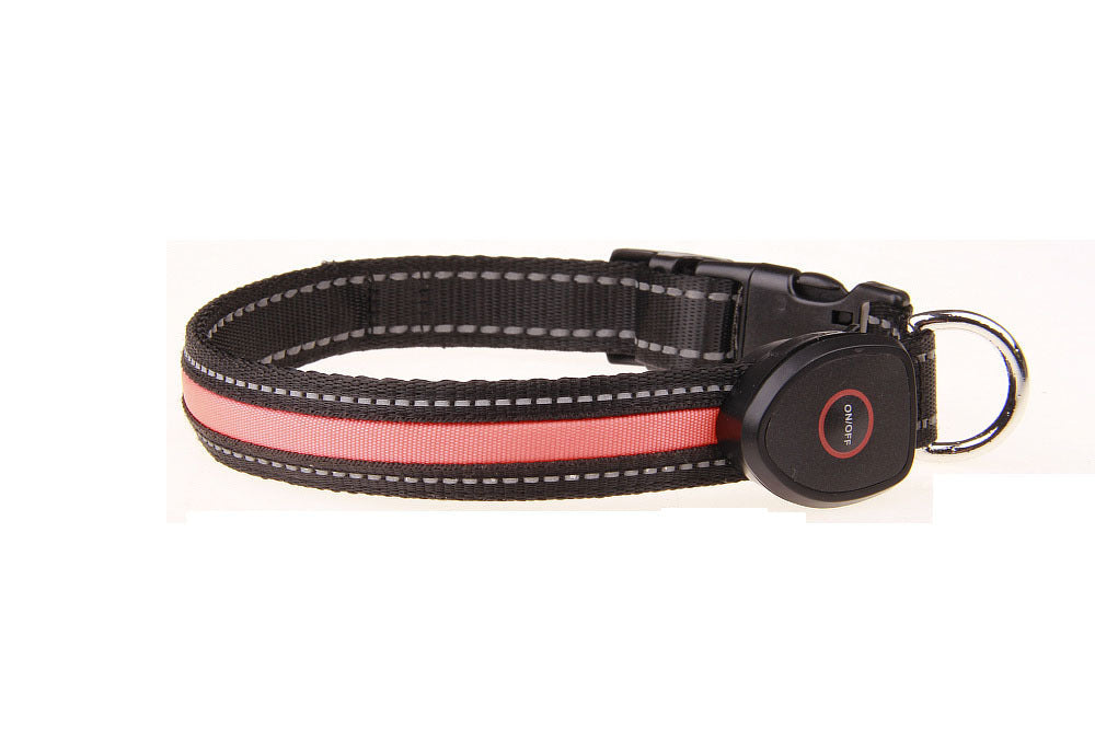 JMT-621194 Luminous USB Rechargeable Dog Collar - Adjustable Nylon Pet Accessory in Sizes S, M, L