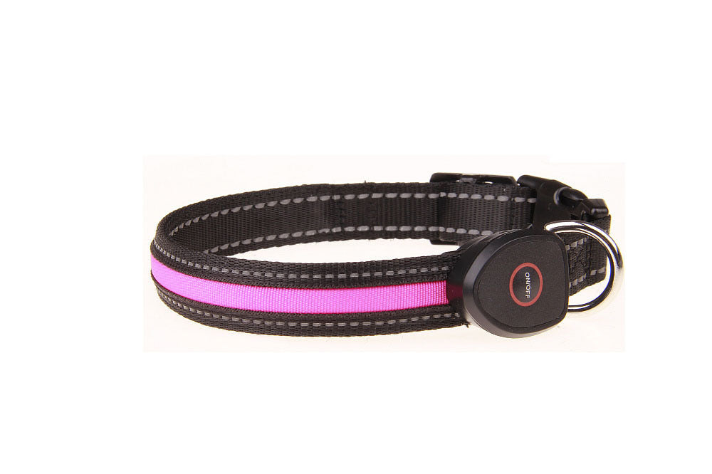 JMT-621194 Luminous USB Rechargeable Dog Collar - Adjustable Nylon Pet Accessory in Sizes S, M, L