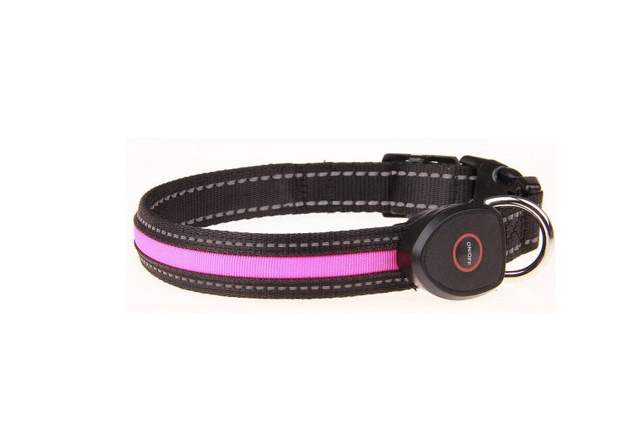 JMT-621194 Luminous USB Rechargeable Dog Collar - Adjustable Nylon Pet Accessory in Sizes S, M, L