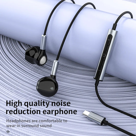 JMT-621194 Wired Type-C Earphones with Digital Stereo Sound for iPhone 15 Pro Max and Samsung Devices