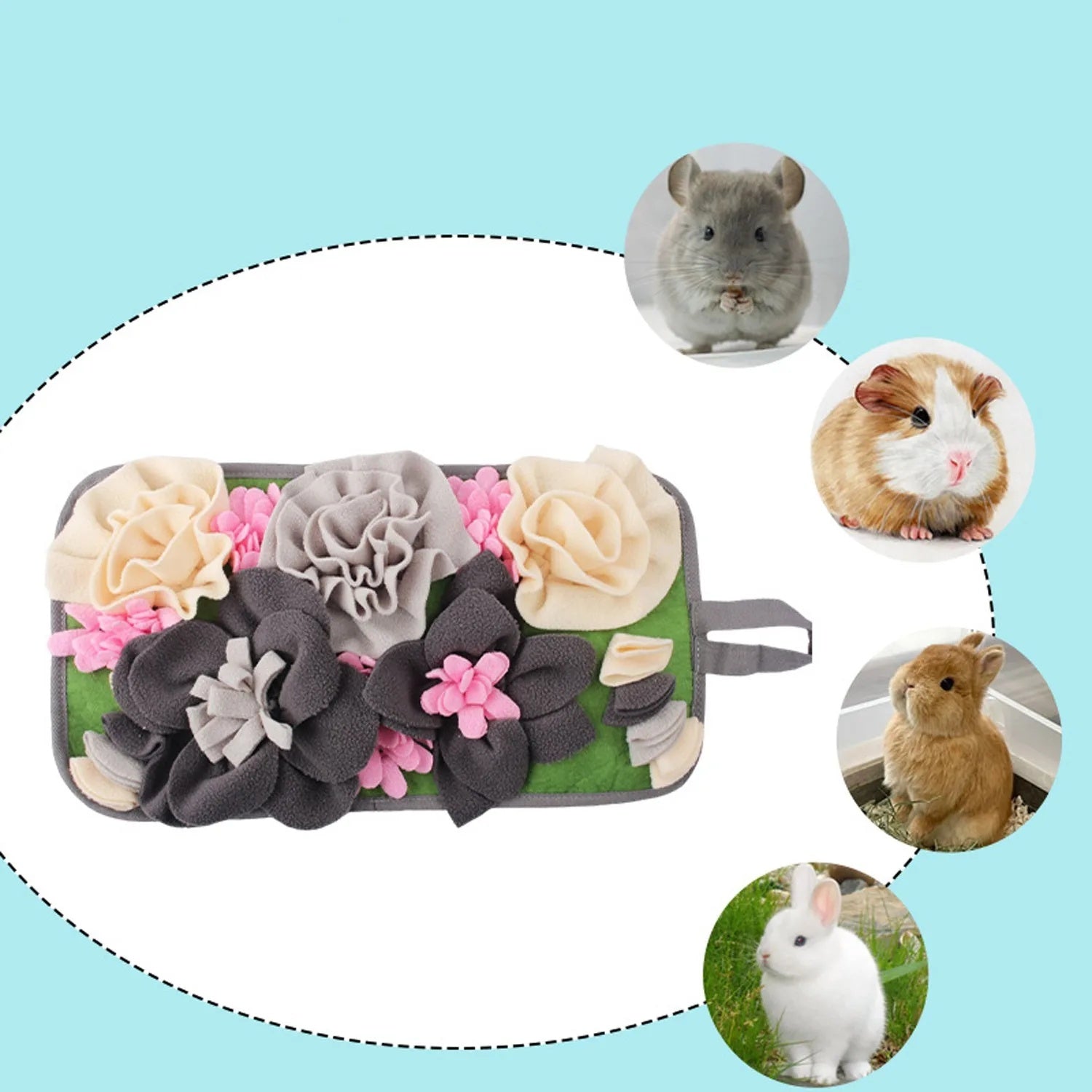 JMT-621514 Foraging Mat for Rabbits and Guinea Pigs - Totoro Garden Style with Aromatic Features